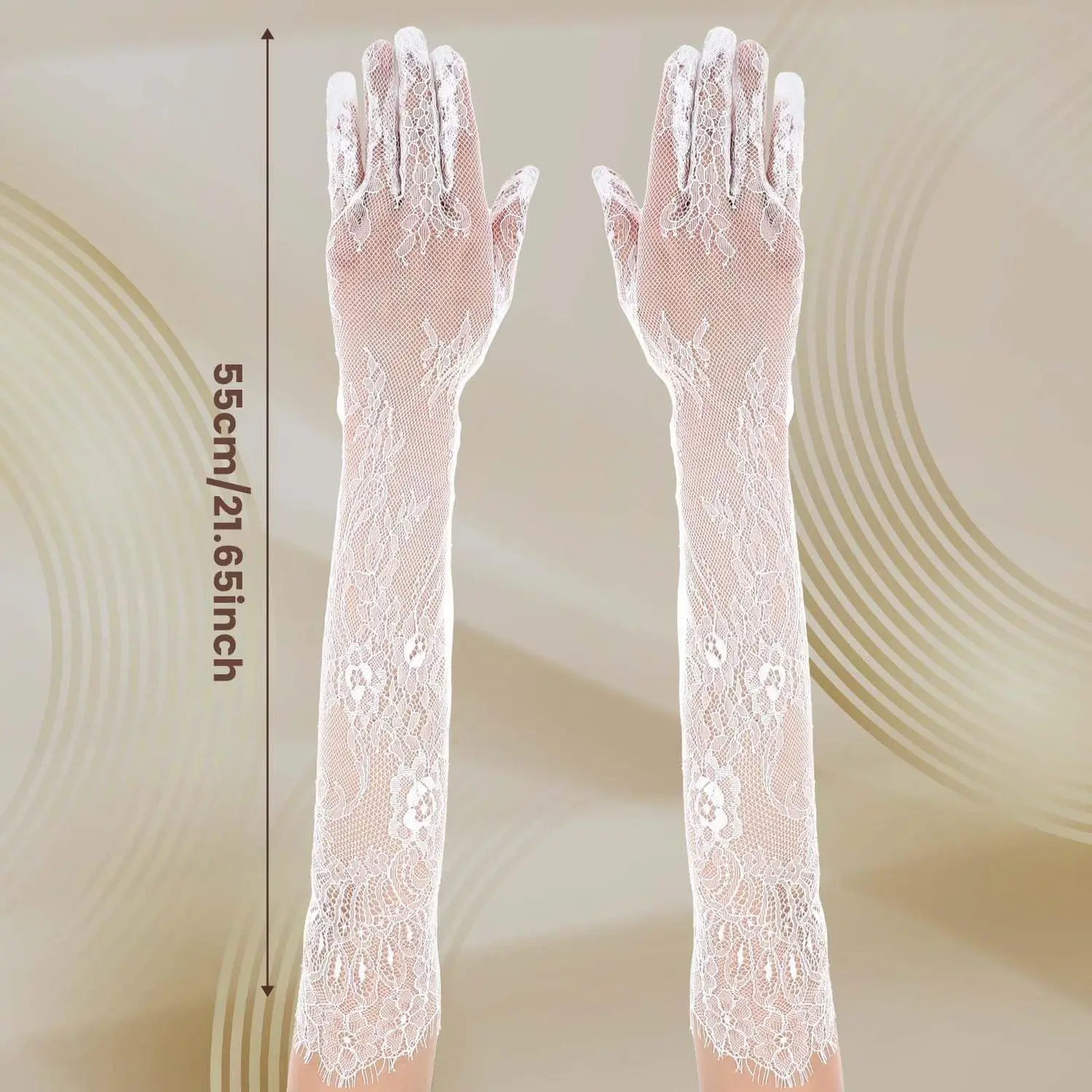 White Long Lace Sexy Mesh Eyelash Gloves Tulle Bridal Wedding Elbow Opera Party Costume Accessories Thin Transparent Hollow Out