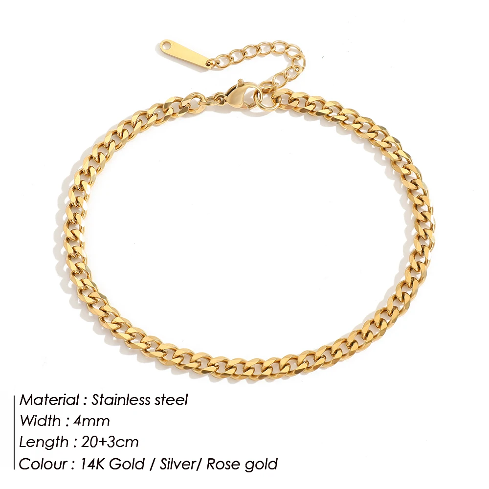EMANCO  Stainless Steel Cuban Chain Men's/Women's Ankle Gold-plated Fashion Accessory Factory Outlet