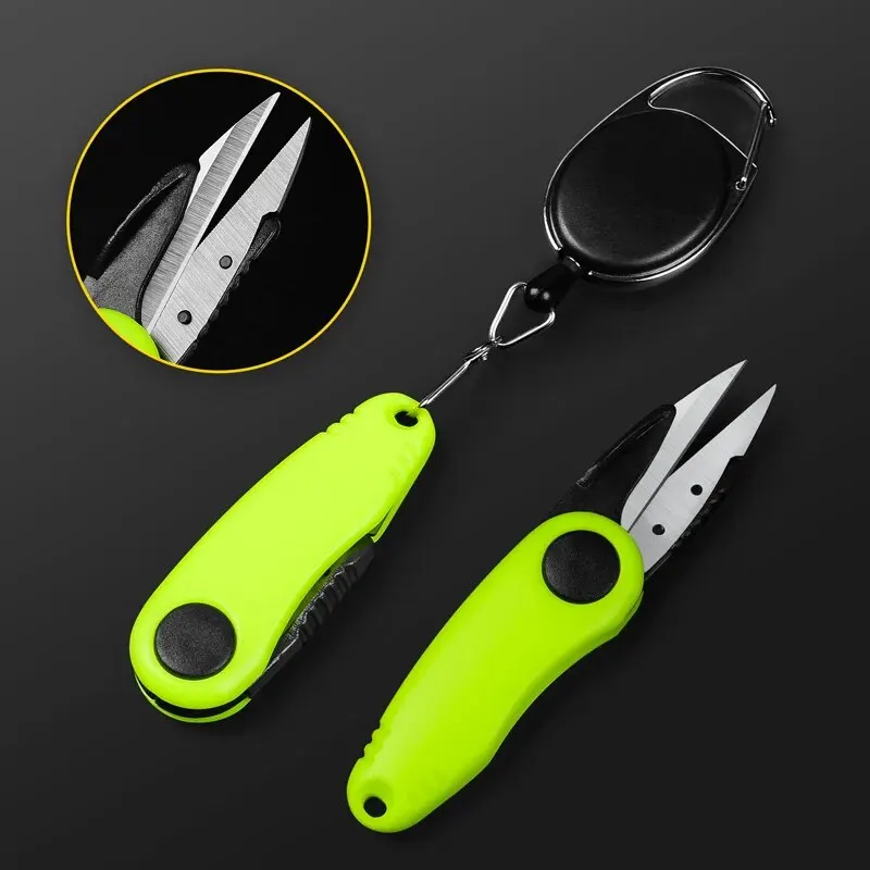 Quick Knot Tool Shrimp Shape Foldable Fishing Scissors Telescopic Rope Kit Fishing Line Cutter Clipper Nipper Fishing Tackle