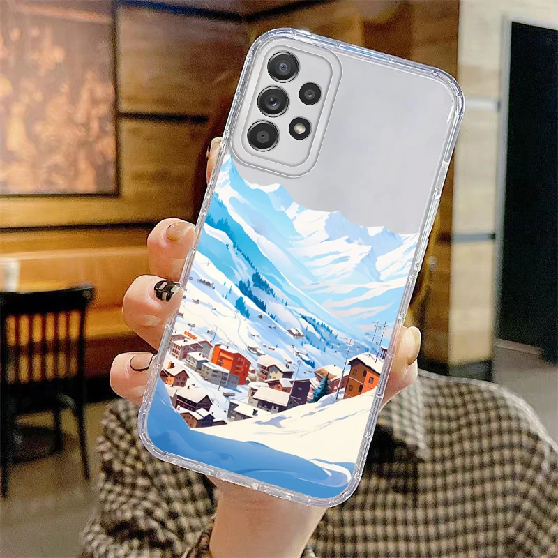 เคสโทรศัพท์น่ารักลายหิมะฤดูหนาว สุขสันต์วันคริสต์มาส สวยงาม นุ่ม สำหรับ Samsung Galaxy Note 20 Ultra 10 S24 S21 S23 Ultra S20 Plus