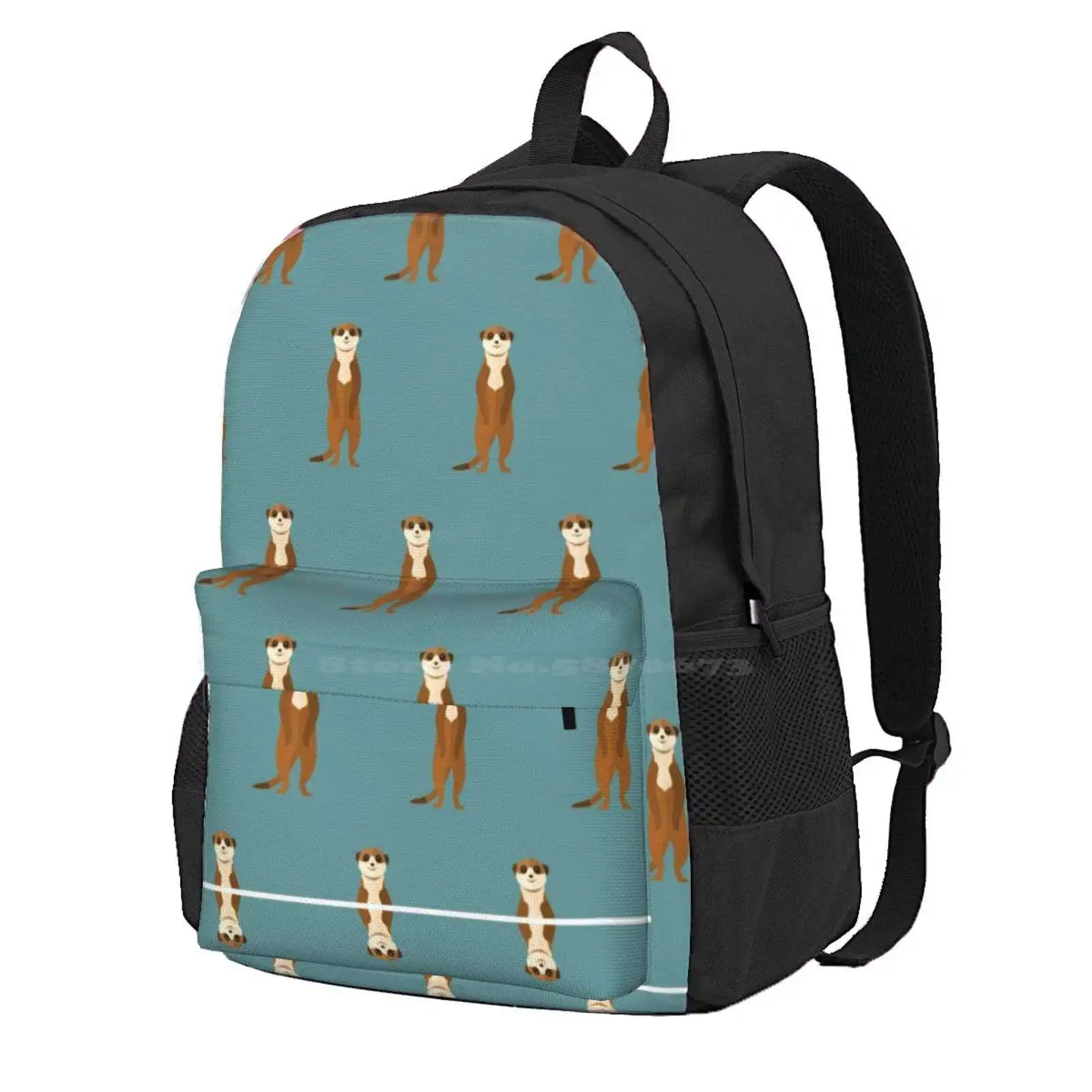 Meerkats All Around Hot Sale Schoolbag Backpack Fashion Bags Graphic Design Pattern Vector Meerkat Animal Safari Savanna Africa