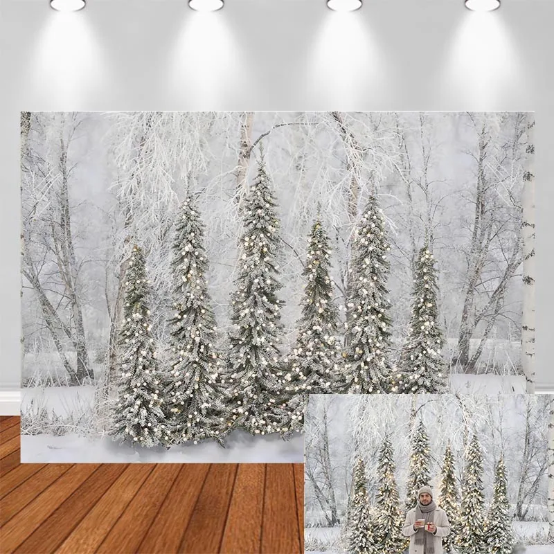 LS Winter Snowy Trees Snow Path Backdrops Kids Adult Photography Child Baby Photocall Decors Snowflake Forest Backgrounds