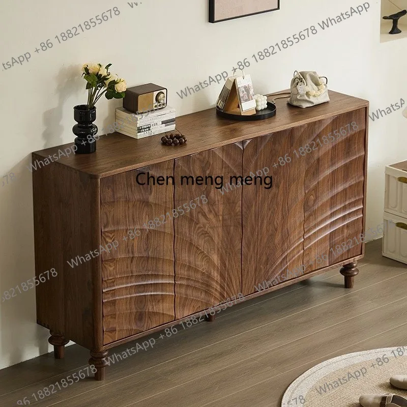 

North American black walnut shoe cabinet, cherry wood medieval style entrance against the wall, multi-layer storage side cabinet