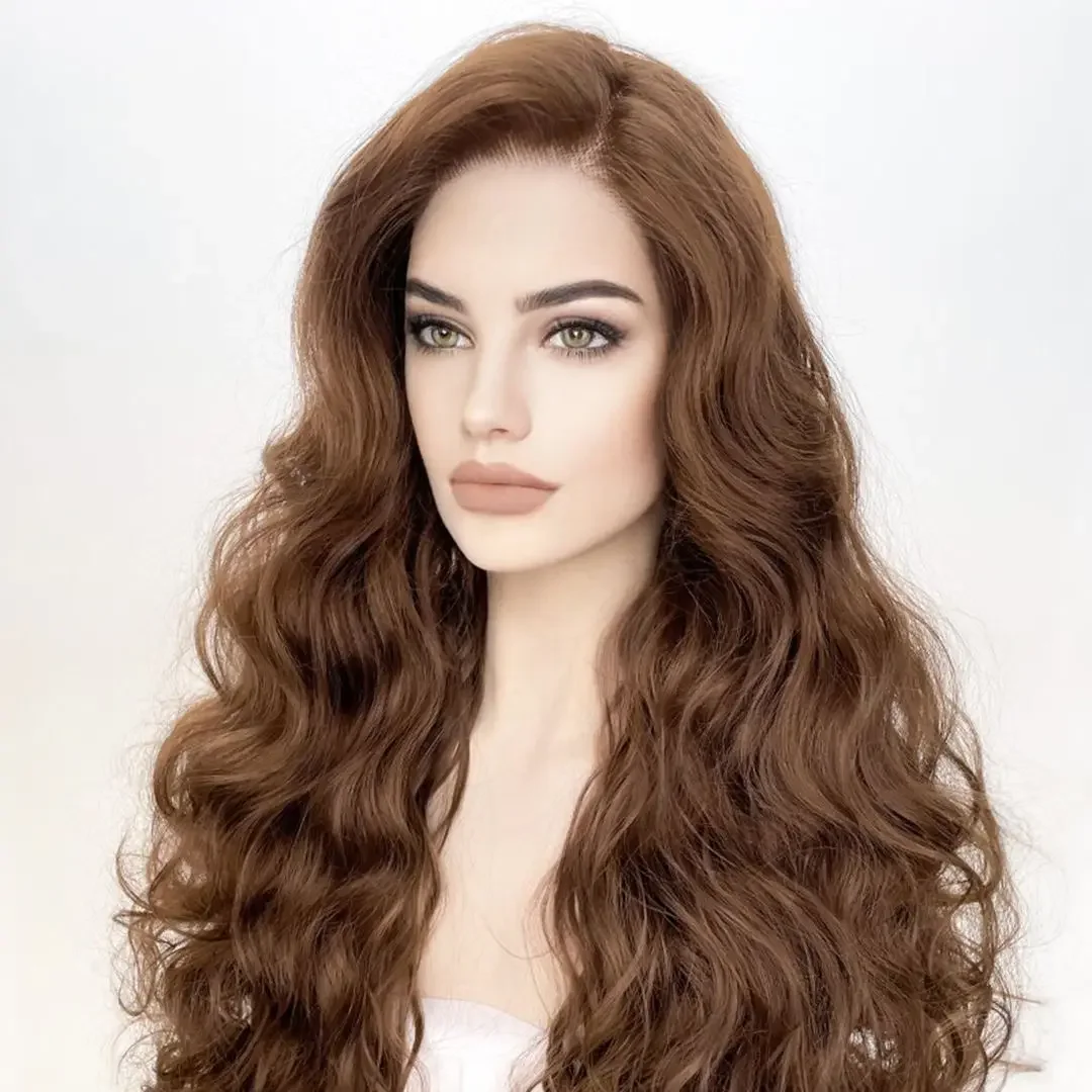 Brown 26inch 180Density 5x5 Silk Base Body Wave Preplucked Jewish Human With BabyHair HDLace Wig European Hair Glueless