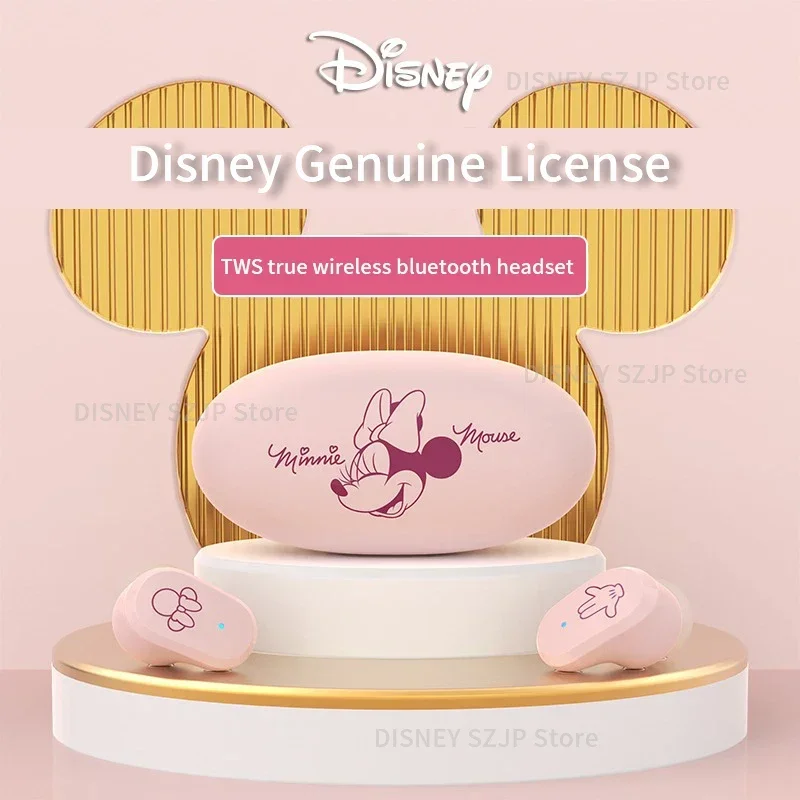 Disney-Bluetoothワイヤレスイヤフォン、かわいいミッキーとミニーのイヤフォン、低遅延、ノイズキャンセル、ゲーム、スポーツ、イヤホン、dn02、5.3