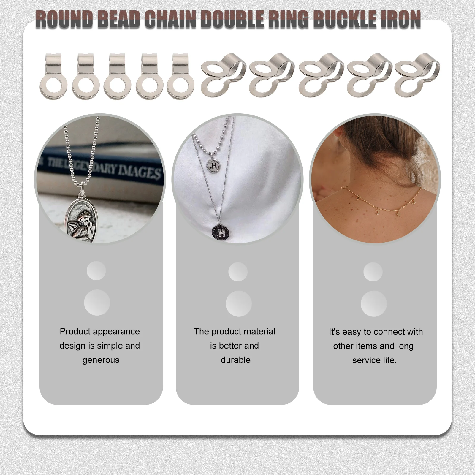 125 pezzi catena di perline doppio anello fibbia l'etichetta passanti connettore in ferro regalo fibbie di collegamento artigianato connessione metallo versatile