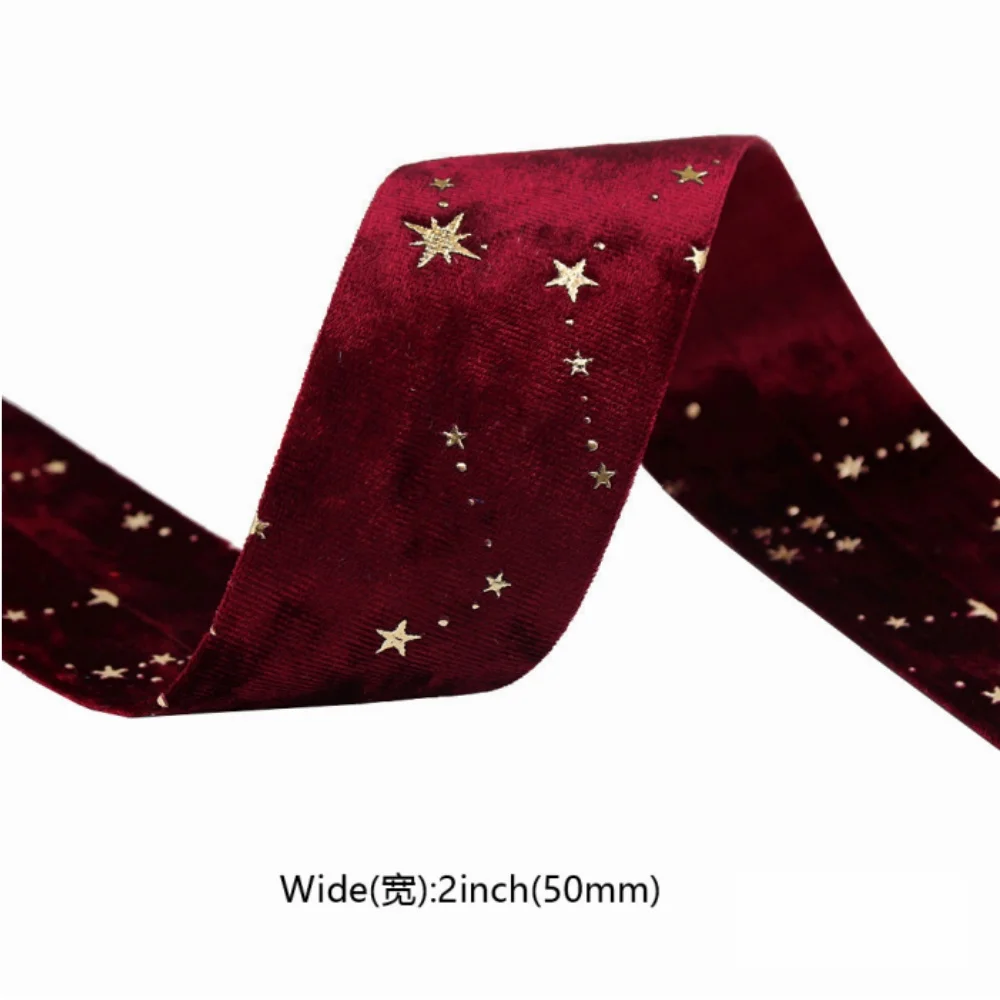 Doppelseitige Samtbänder Heißprägung Sterne DIY Geschenkverpackung Hochzeitsstrauß Weihnachten Party Supplies Dekor Haarschmuck