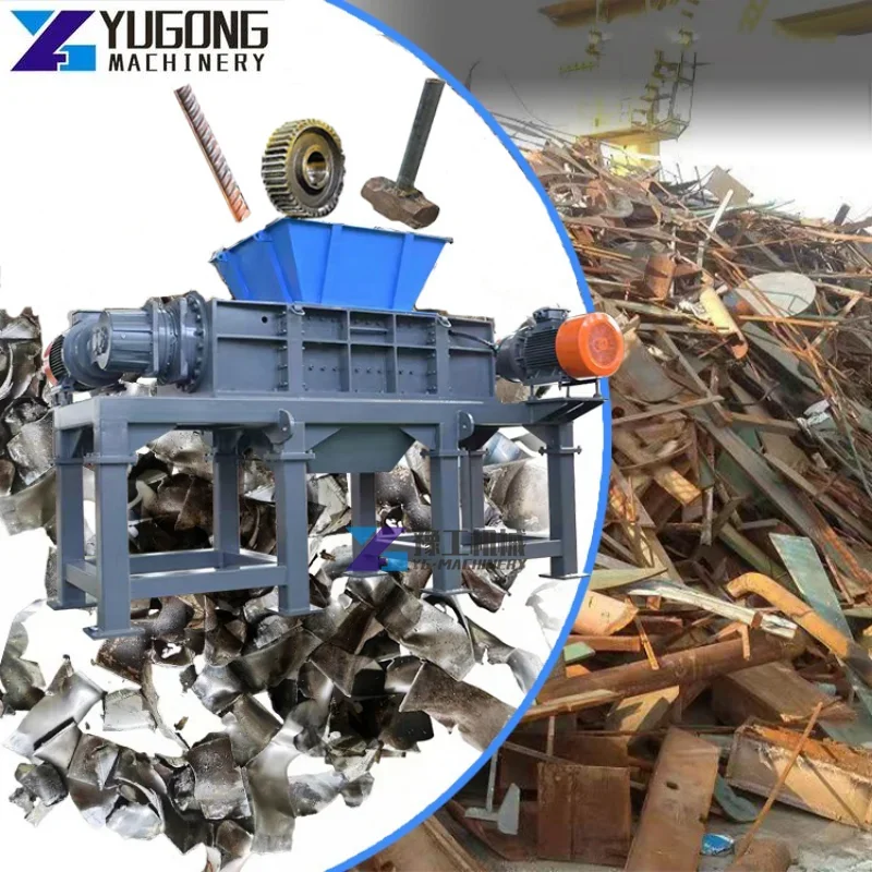 Small Mini Heavy Double Shaft Industrial Can Iron Aluminum Car Steel Crusher Crushing Shredding Machine Scrap Metal Shredder