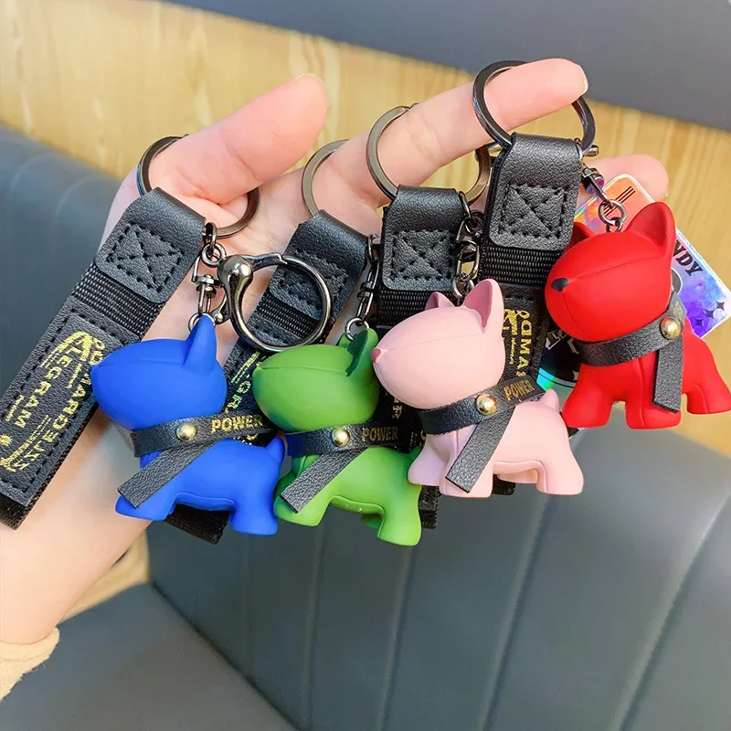 Wear Scarf Necklace Bell Dog Keychain Cute Cartoon Red Blue Yellowe Car Key Chain Ring Bag Pendant Dropshipping