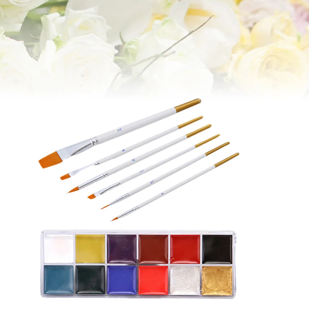6Pcs Professional Body Art Paint Set 12 Bright Lasting Non Shedding Eco Friendly Oil Colors for Face Painting Halloween Festival