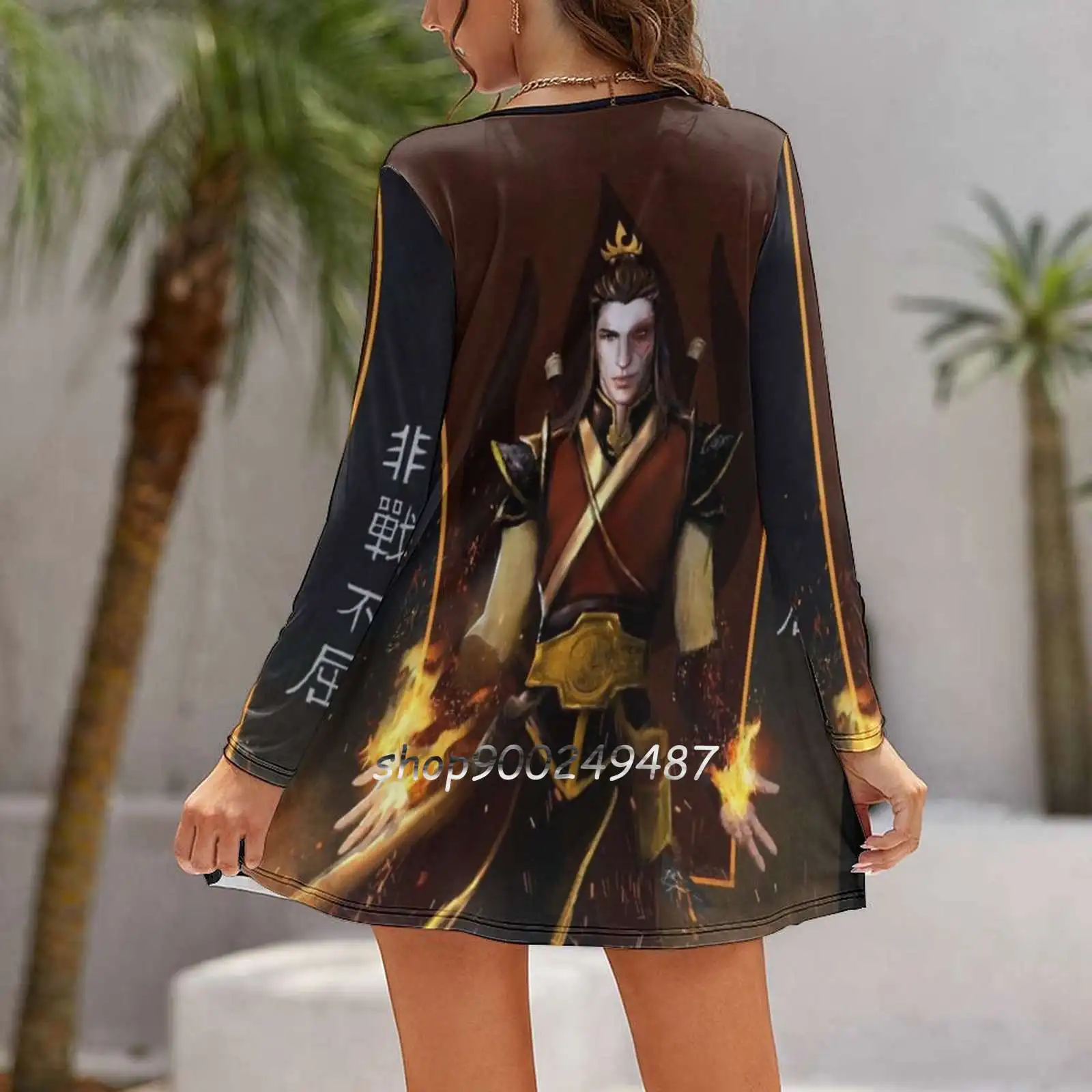 Fire Lord Zuko From : The Last Airbender Slim Dress With Hollow Waist Autumn Winter Sexy V Neck Long Sleeve Dresses Zuko