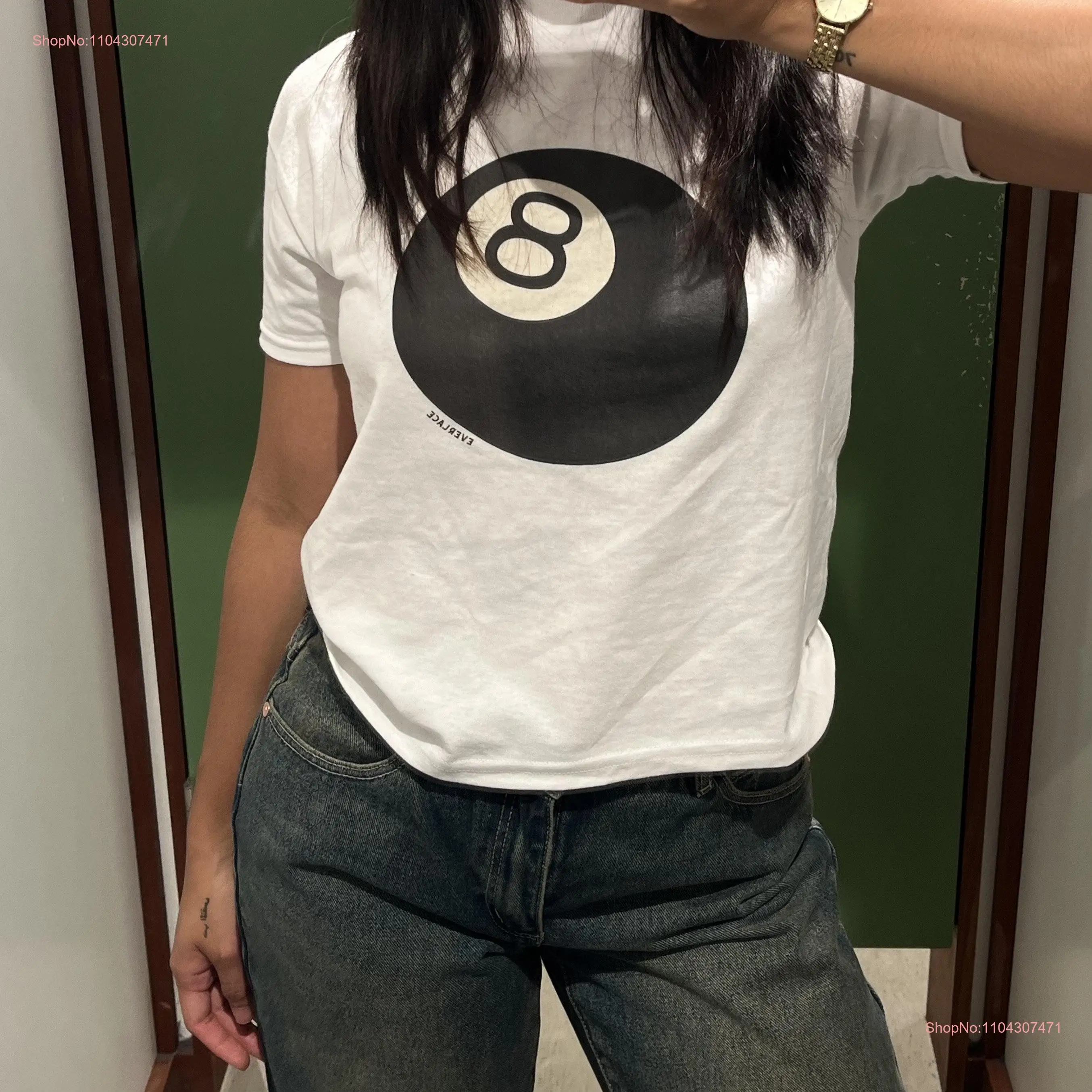 Camiseta 8 Ball Baby s for Her Him 90s Y2k Billar Retro manga larga o corta