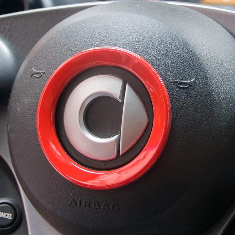 Steering Wheel Center Cap Decoration Ring Car Stickers For Mercedes Smart 453 Fortwo Forfour Interior Accessories