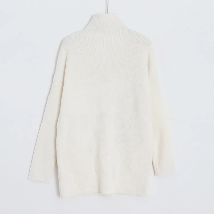 Herbst Winter Damen Crew Ne Pullover Lange Sve Warm Pendeln Sle Loose Fit Reine Farbe Mittellange Strickwaren