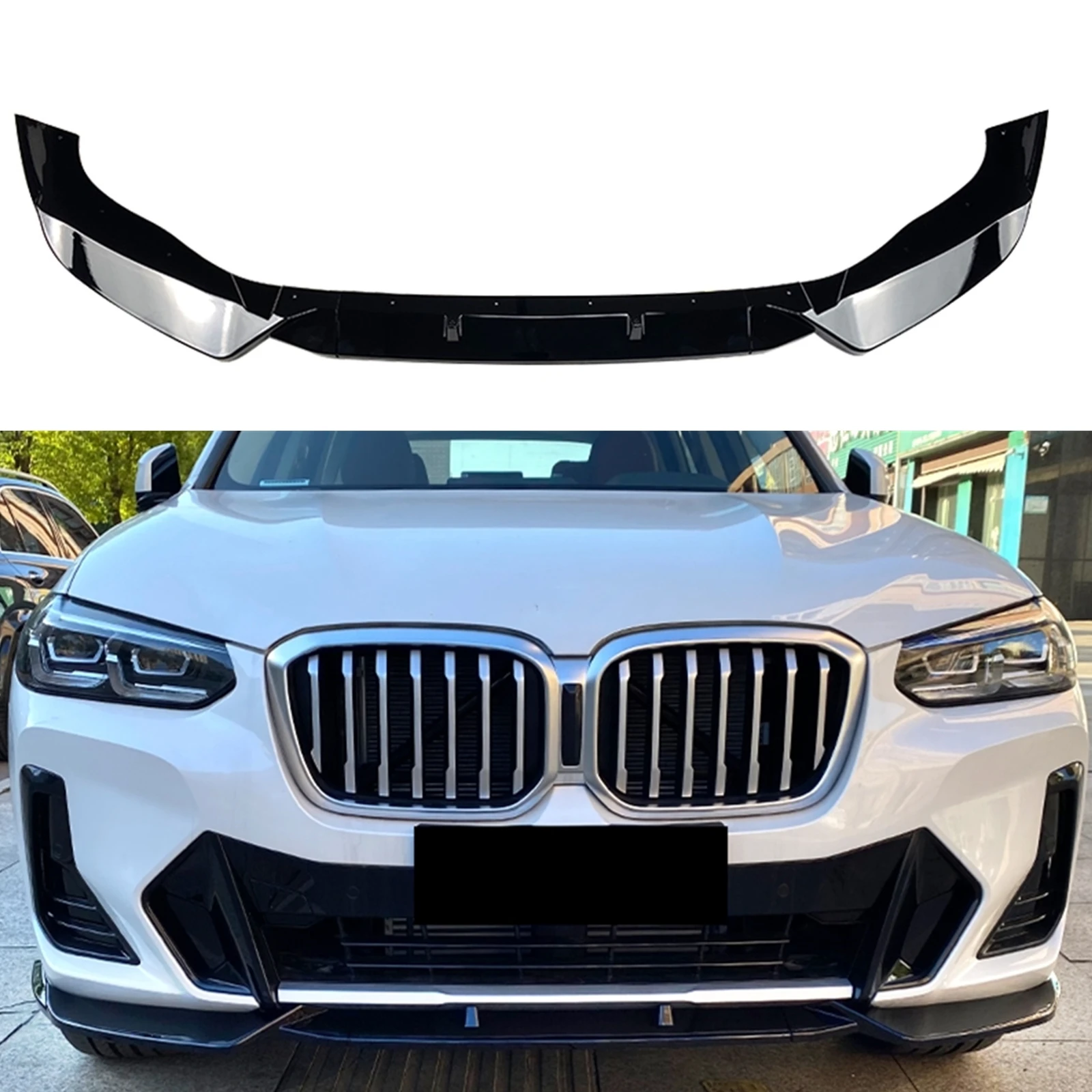 

For BMW X3 G01 X4 G02 ix3 G08 M Pack 2022-2023 4 Door Front Bumper Spoiler Lip Gloss Black/Carbon Fiber Look Car Lower Splitter