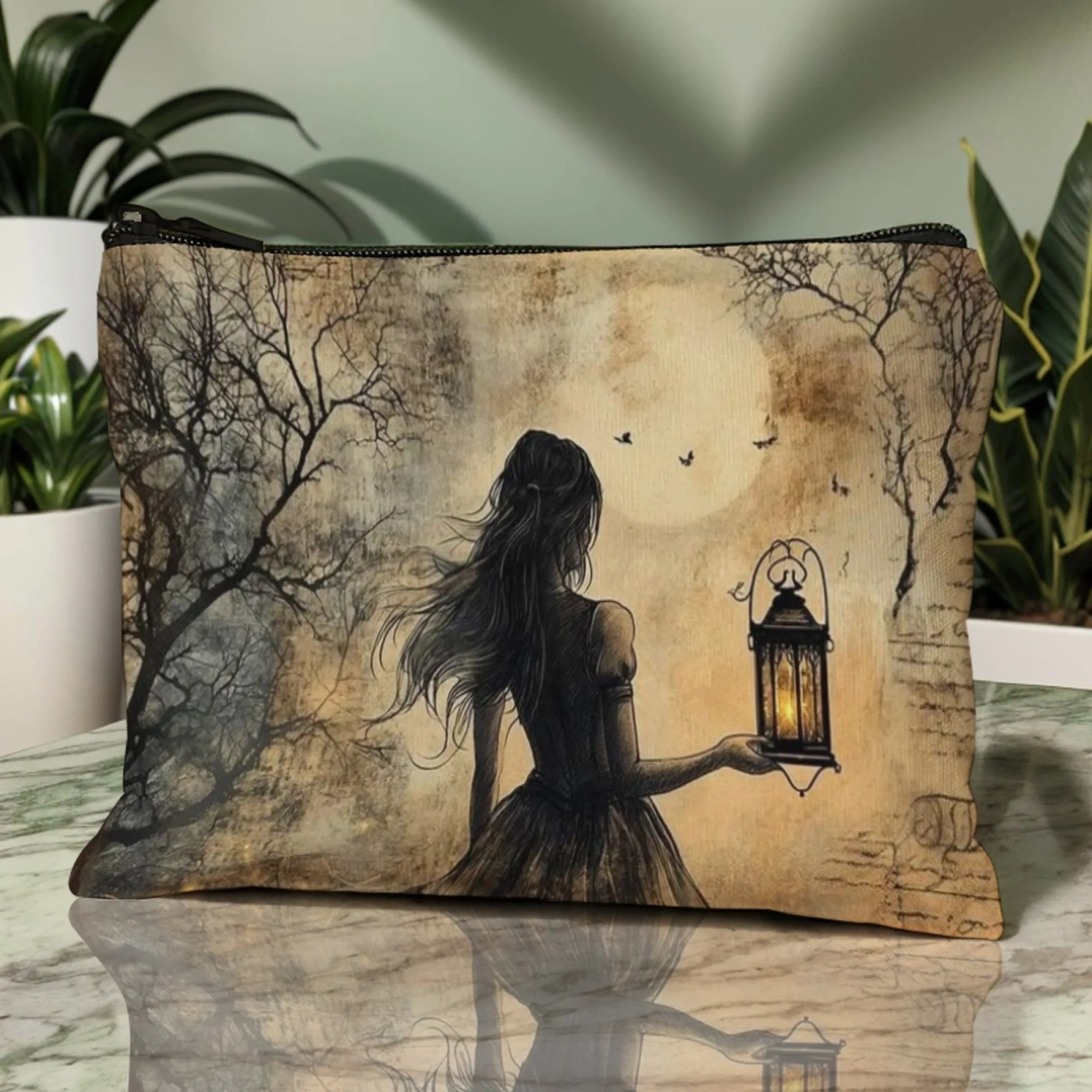 Fairy Tale Like Lantern Girl Makeup Bag Portable Large Capacity Travel Bag Cosmetics Storage Bag Makeup Bag