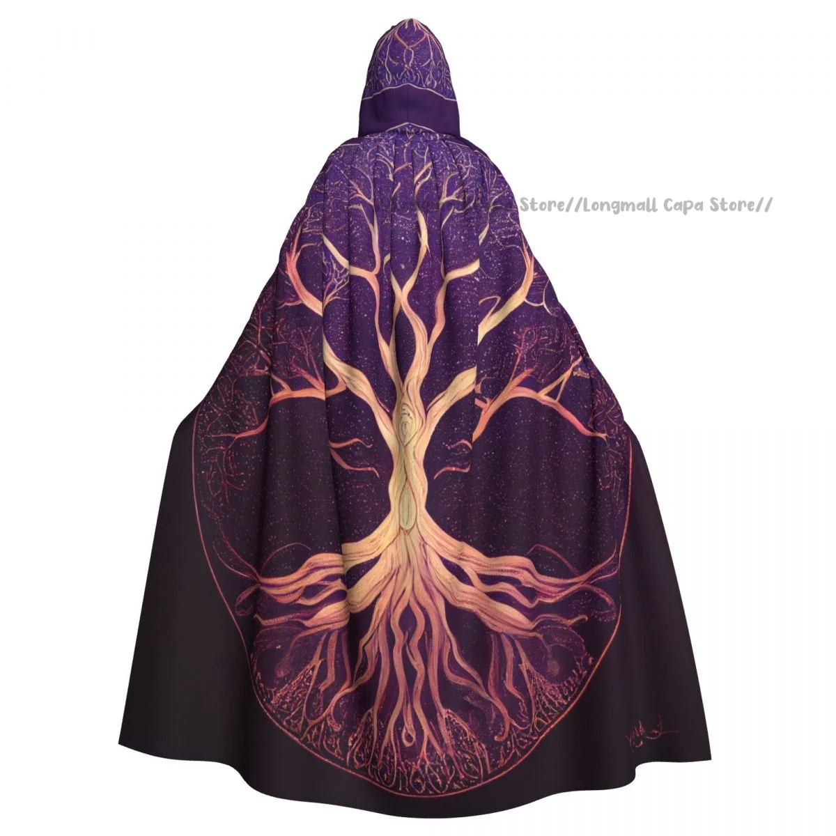 Witch Cloak Tree Of Life Yggdrasil Halloween Cosplay Costume Unisex Adult Cloak Retro Ages Cape