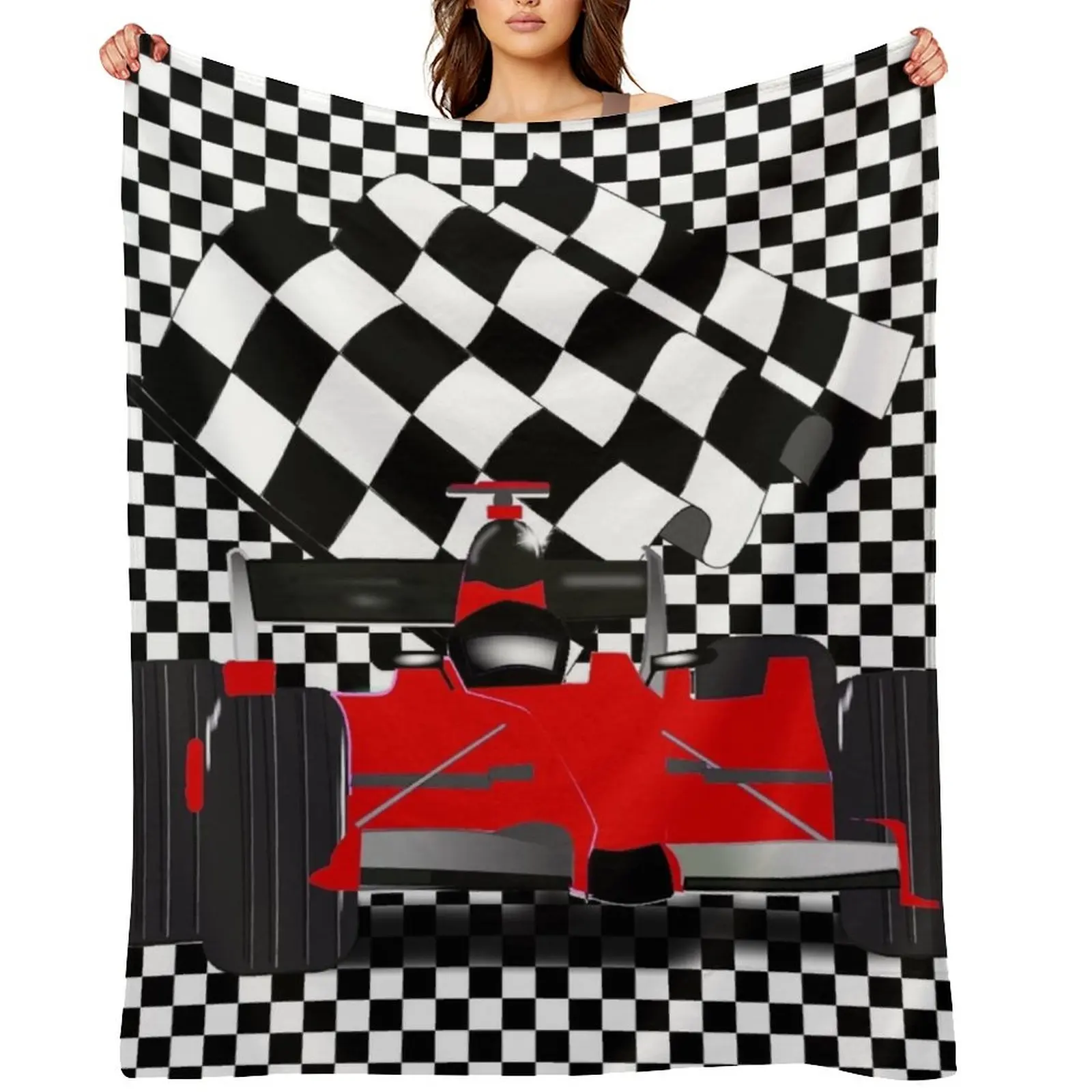 

RedRace Car with Checkered Flag Throw Blanket manga For Sofa Thin Warm Custom Blankets