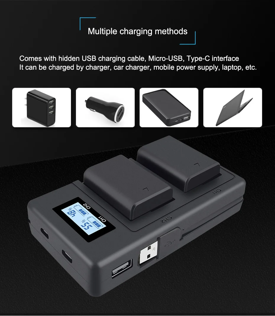 PALO LCD USB charger for Sony FW50 NP FW50 NP-FW50 NPFW50 battery NEX-3 NEX-5 NEX-6 SLT-A55 A33 A55 A37 A3000 a5000 A6000 Camera