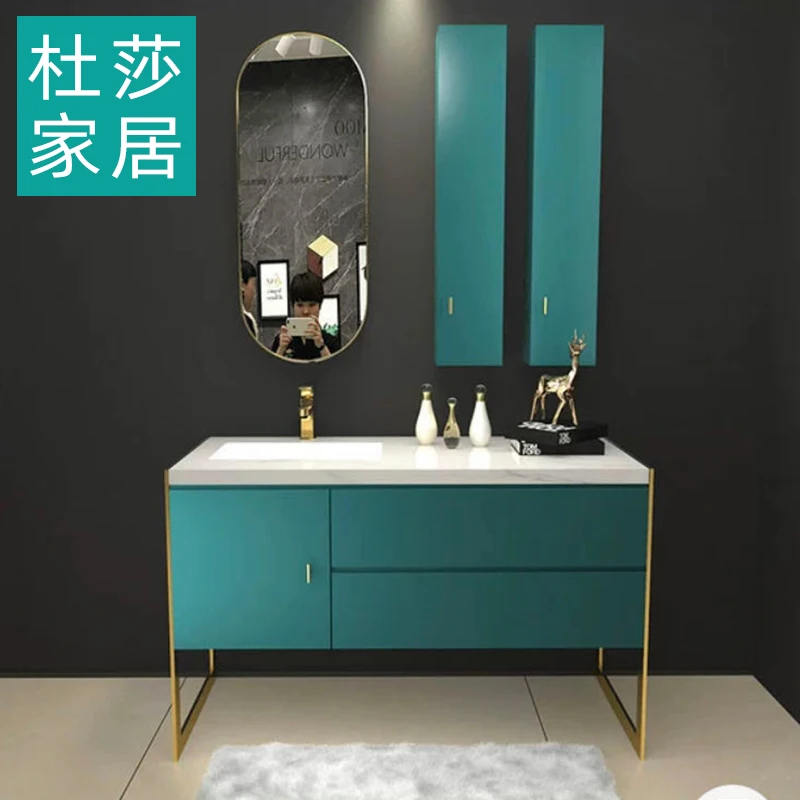 Villa Modern Light Luxury Rock Plate Bathroom Wash Table American Style Bathroom Cabinet Combination Set Wash Face Hand Pool