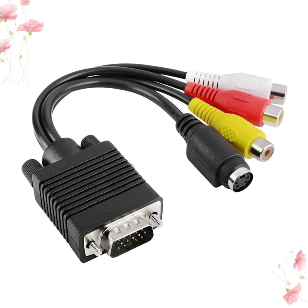 Vga Converter Cable Black Svga to S-Video Rca TV-Out Adapter for Laptop High Quality Video Audio Line 3 Cable