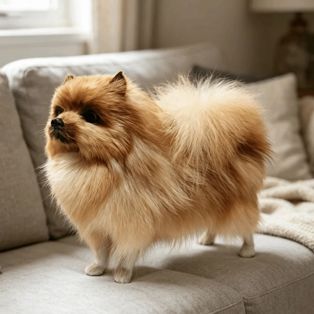 Handcrafted Props Furry Simulation Dog Polyethylene Lifelike Design Pomeranian Handcrafted Cute Realistic Dog Gift Giving