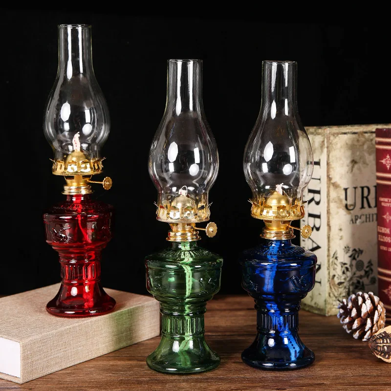 Rural Oil Lamp Lantern Glass Kerosene Lamp Retro Indoor Oil Lamp Home Decoration Lighting Oil Lamp