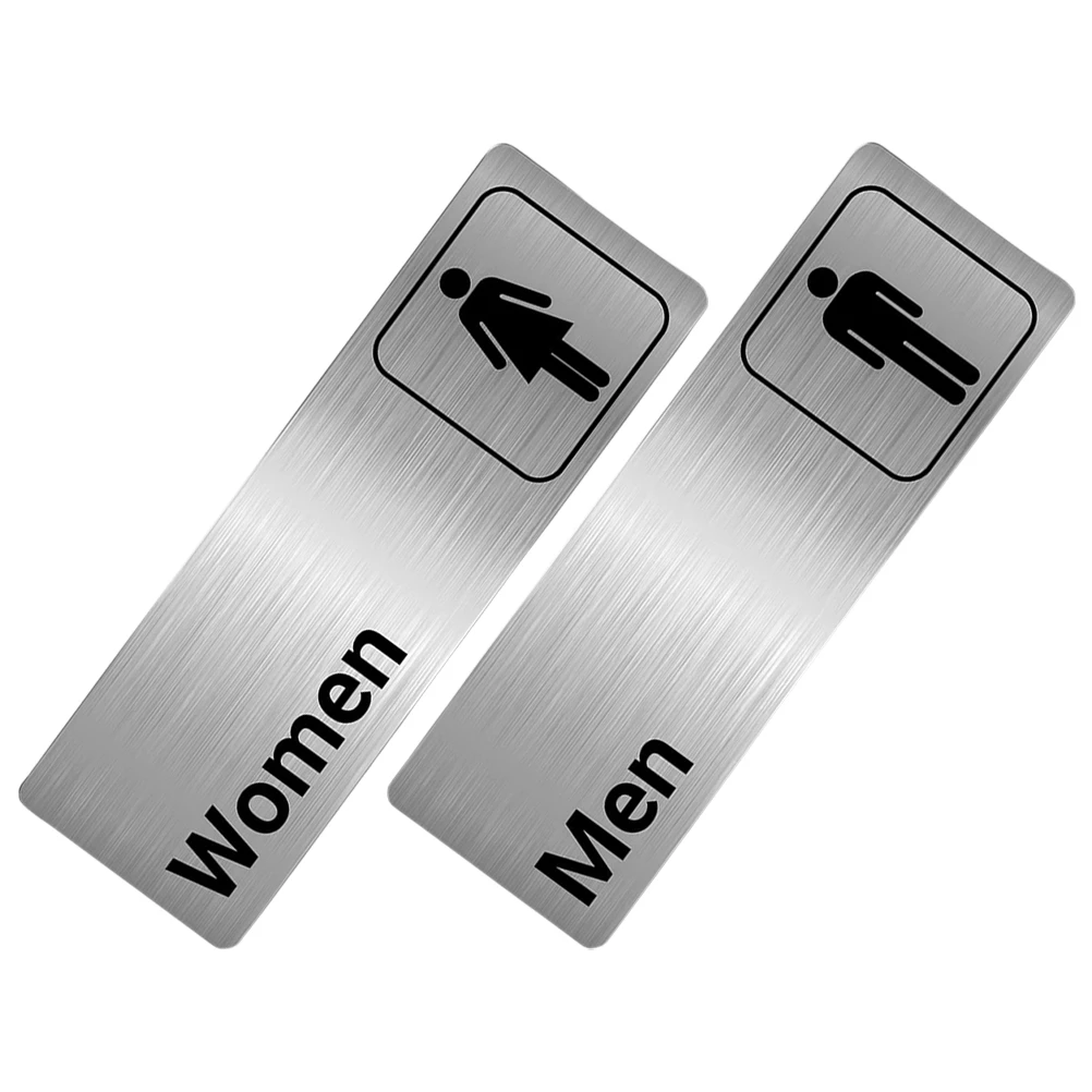 

2pcs Aluminum Bathroom Door Signs Material Self Adhesive Modern Restroom Symbols Men Women Toilet Sign