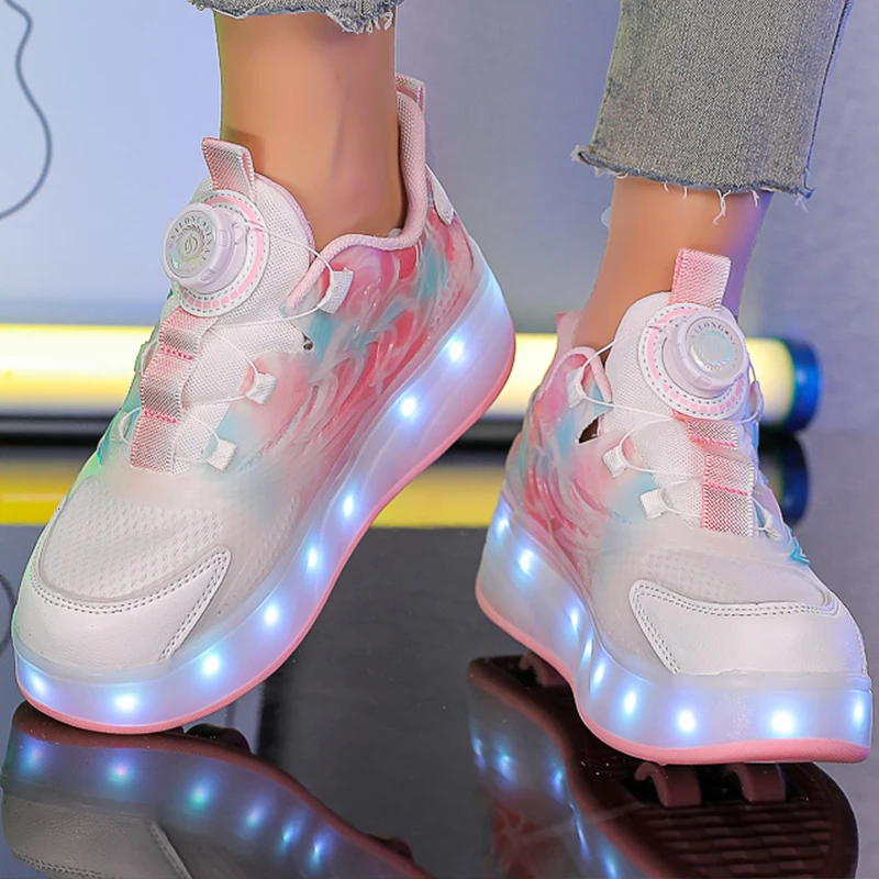 Childrens Sports Shoes Night Light Shoes USB Charging LED Lighting Sports Skateboard Shoes Waterproof Boys Girls Sneakers