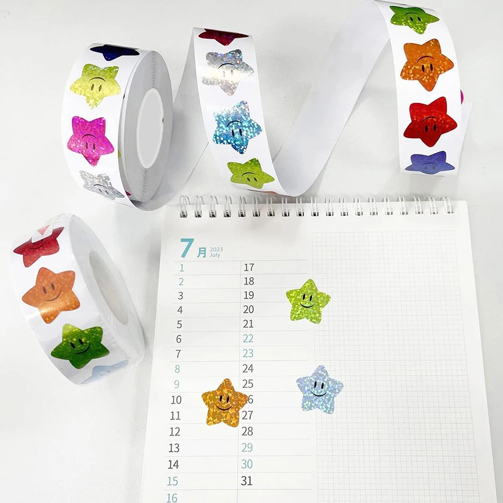 500 pçs/rolo bonito colorido glitter estrela adesivos crianças recompensa adesivo diy bagagem scrapbook telefone dos desenhos animados criativo decalques de vedação