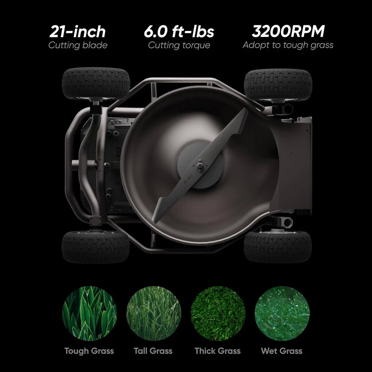 جزازة العشب بجهاز التحكم عن بعد S1 2WD 56V12Ah، جزازة العشب RC متعددة الوظائف مع ارتفاع القطع 1.8-4.6 بوصة 21 بوصة حقيقي #2