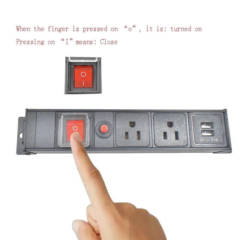 Aluminum alloy shell high-power PDU power board US socket C14 port 1-9AC with double break switch USB charging