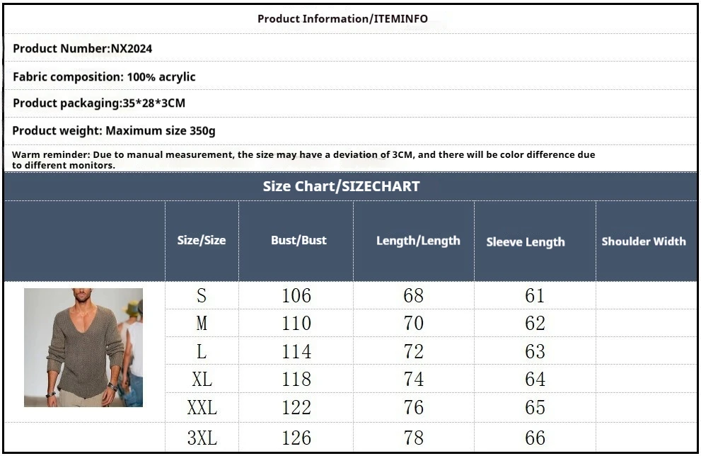 Männer 2025, Winter, übergroßer Pullover, schwerer Strickpullover mit V-Ausschnitt, langärmelig, einfarbig, lässig, warm, lockere Passform, Alltagskleidung, Herren – Detail 1