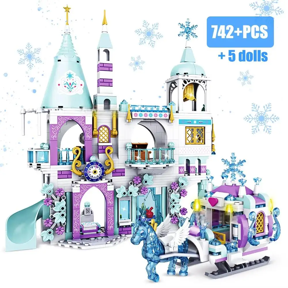 

Зачарованные строительные блоки ледяного дворца - 742 шт. волшебный снежный замок со снежинками, креативный подарок мечты для детей и девочек