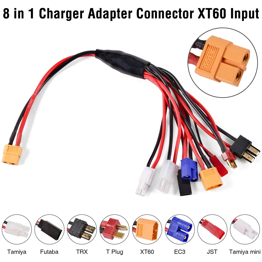 Connecteur adaptateur de chargeur RC multifonction 8 en 1, charge d'équilibre 4.0mm banane XT60 à TRX Tamiya XT30 JST EC3, câble métallique pour RC