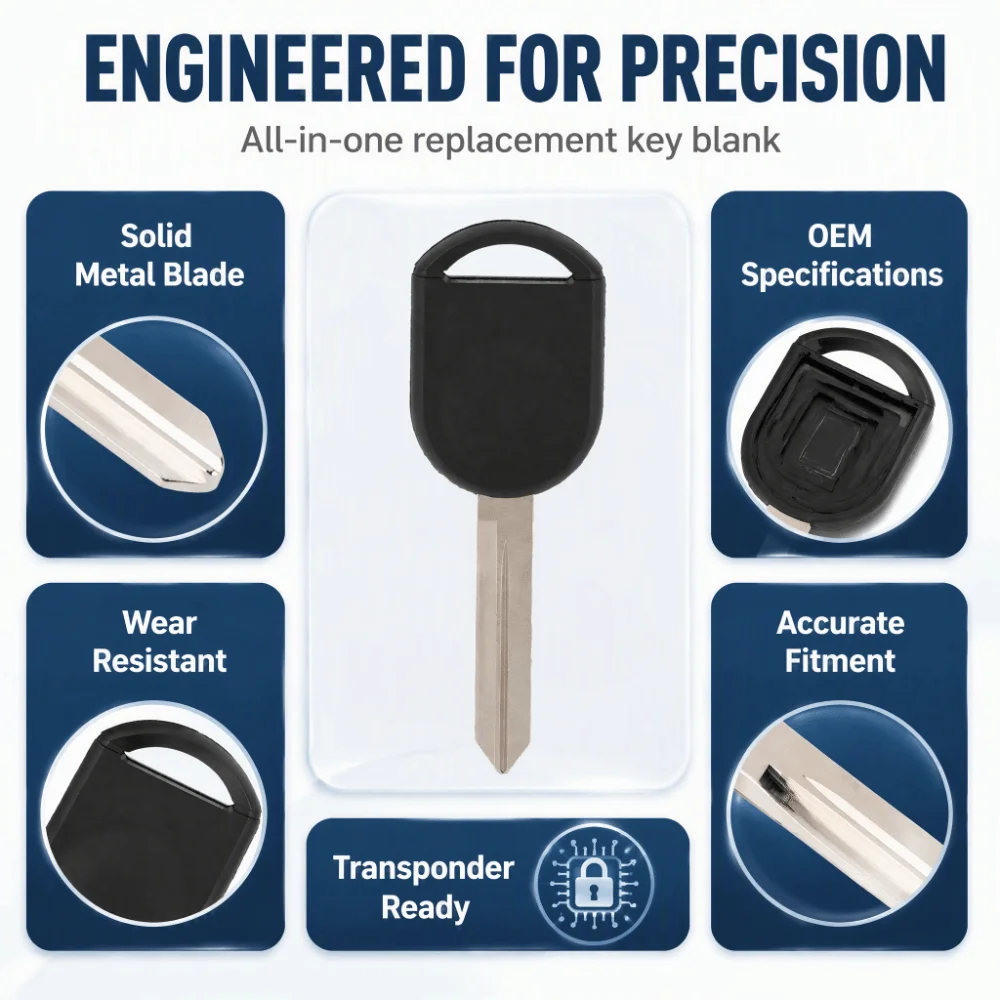 H84-PT Car Key Transponder Chip J47 Chip Chipped Design Uncut Key Shell 40 Bit Transponder Key Replacement Car Key Replacement