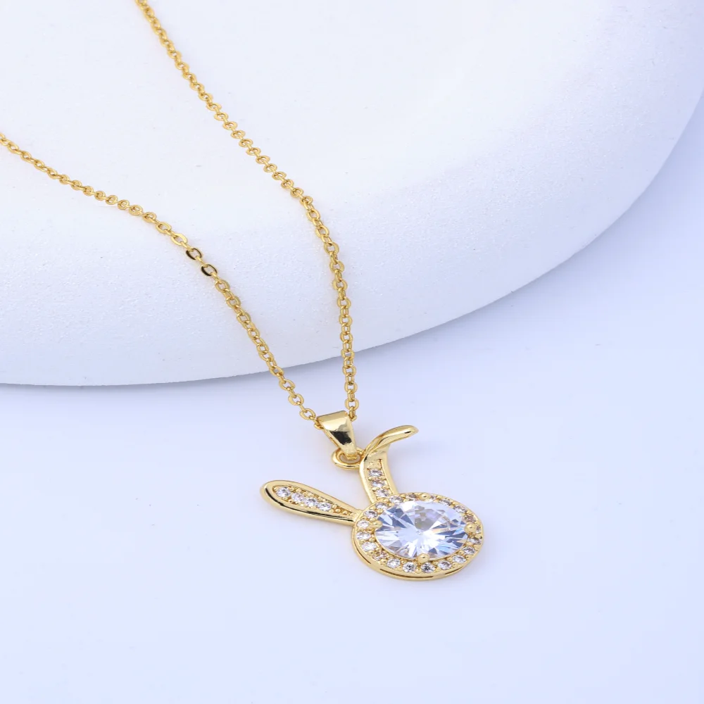 Beautiful Necklace: Full Zirconium Rabbit Pendant with Rabbit Ears - Niche Luxury, Versatile Design, Perfect Gift for 2025, Fore