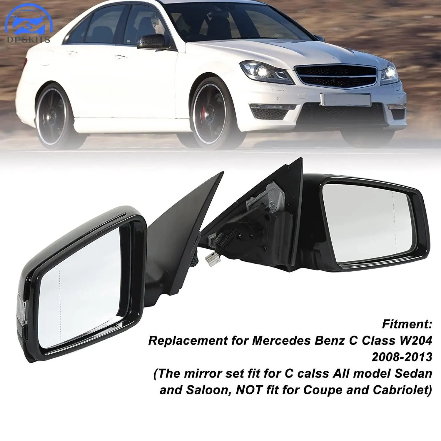 W204 Facelift Rear View Mirror Electric Heating Function For Mercedes Benz Cclass C200 C180 C300 Black 2048106376 2048106476