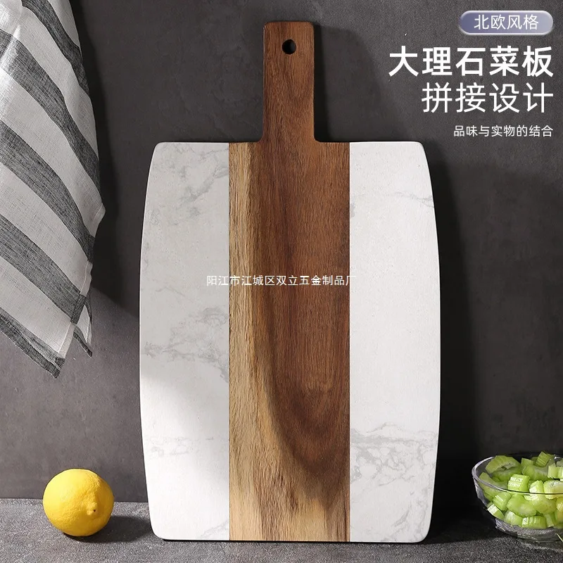 

Marble Cutting Board Acacia Splicing White Marble Cutting Board Plate Cheese Plate Handle Cutting Board None