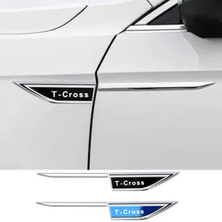 2pcs Car Door Fender Side Blade Badge Car Body Protective Car Metal Sticker for T-Cross TCross Auto Accessories