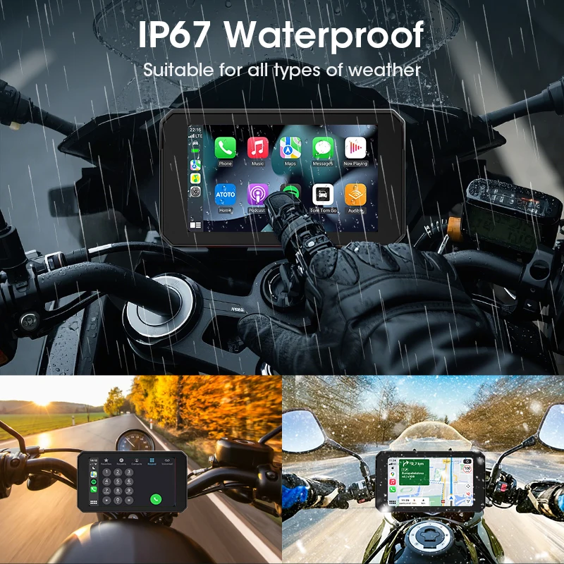 5 بوصة دراجة نارية الملاحة GPS اللاسلكية Carplay و أندرويد السيارات موتو مراقب IPS عرض مزدوج بلوتوث 5.0 IPX7 مقاوم للماء