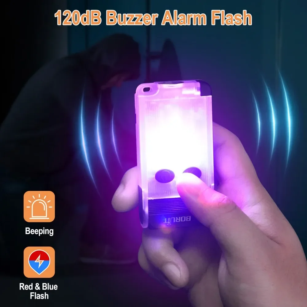 BORUiT V30 UV EDC LED Flashlight Type-C Rechargeable Power Bank Work Light Torch with Magnet Buzzer Camping Pocket Lantern