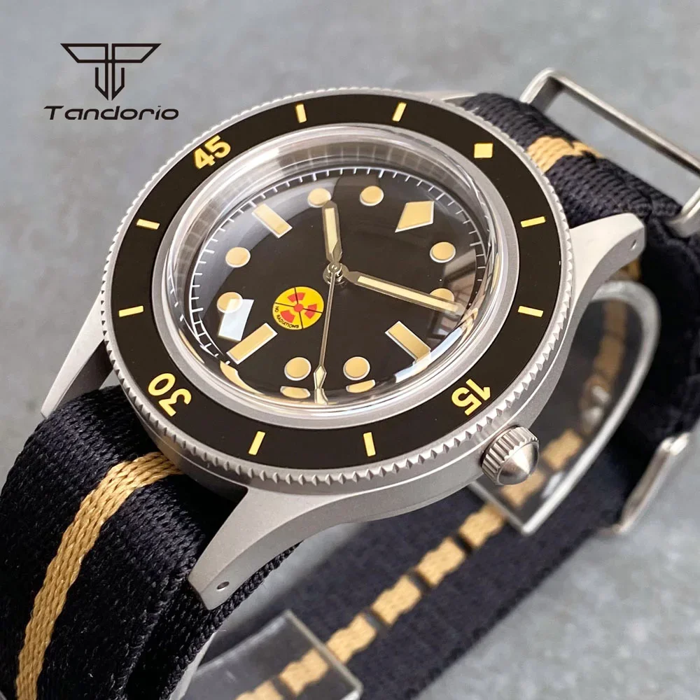 Tandorio Sandblasted 50-Fathoms نمط الغوص 40 مللي متر ساعة رجالية Miyota8215 PT5000 ريترو ساعة اليد القبة الياقوت الزجاج 20ATM مضيئة