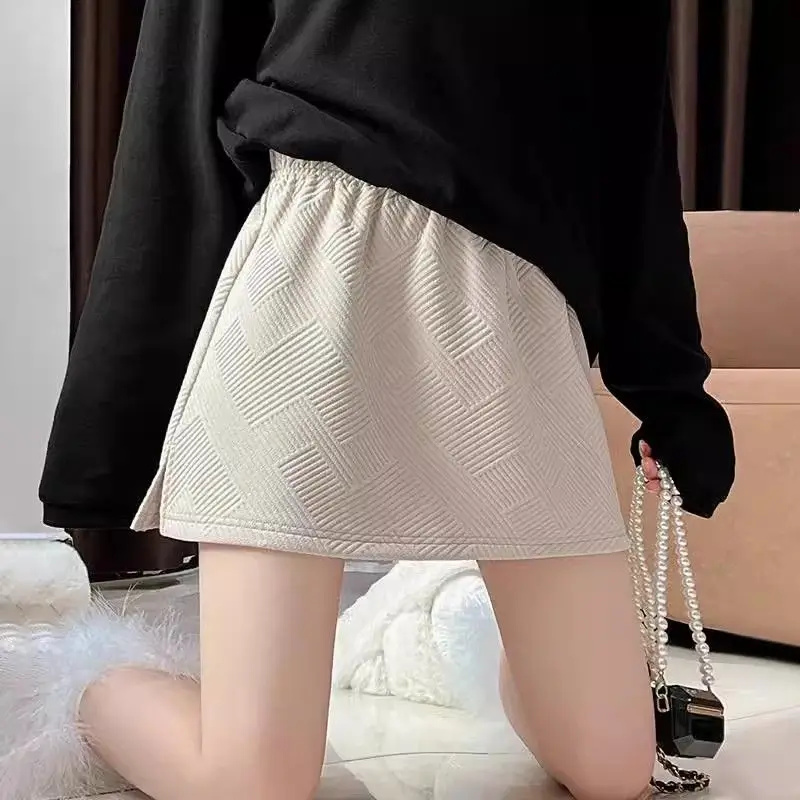 Women's Shark Base Layer Pants Long Thickened Hoodie Inner Wear High Waist A-Line Skirt Polyester Spandex Blend Commute Style