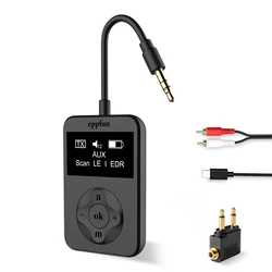 Émetteur-récepteur Bluetooth 5.2 pour adaptateur d'avion, Qualcomm APTX Adaptive HD LL, prise audio sans fil avec AUX 3.5mm