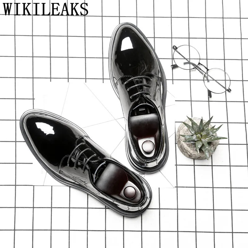 Men Shoes Lace Up Patent Leather Shoes Men Formal Mariage Wedding Dress Shoes Men Oxford Shoes For Men Zapatos Hombre Vestir