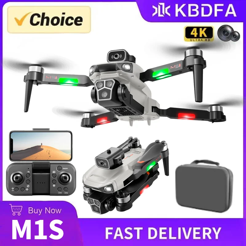 KBDFA M1S Drone Profesional Dual HD Camera Aerial Photography FPV Helicopters Obstacle Avoidance Foldable RC Quadcopter Toy