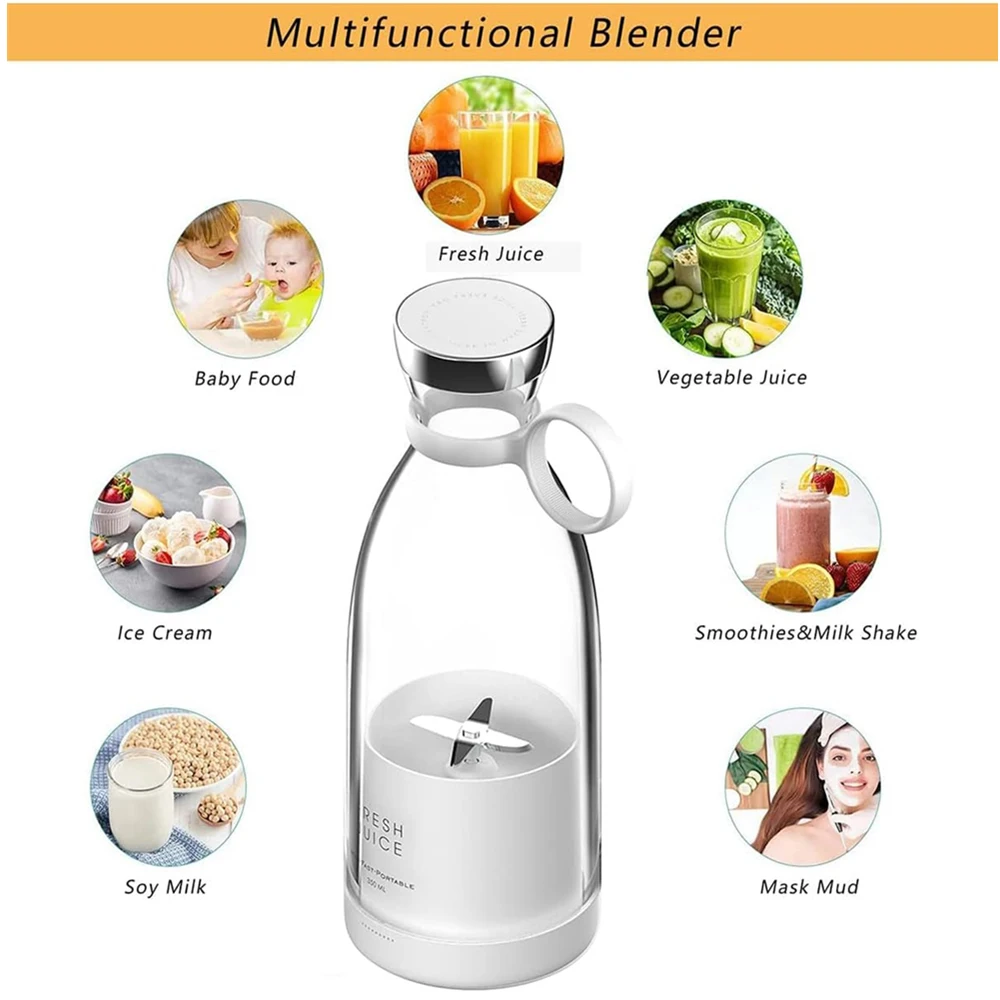 Portable Blender, USB Rechargeable Mini Juicer Blender, Personal Size Blender for Juices, Shakes and Smoothies, Best Gift