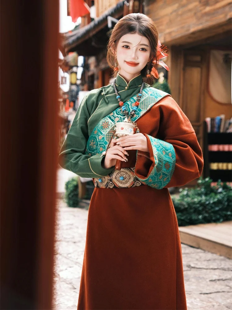 

New Sle Tibetan Costume Travel Photoaphy Dancewear Ethnic Minori Tibetan Traditional Clothing Faionable Women's Faion