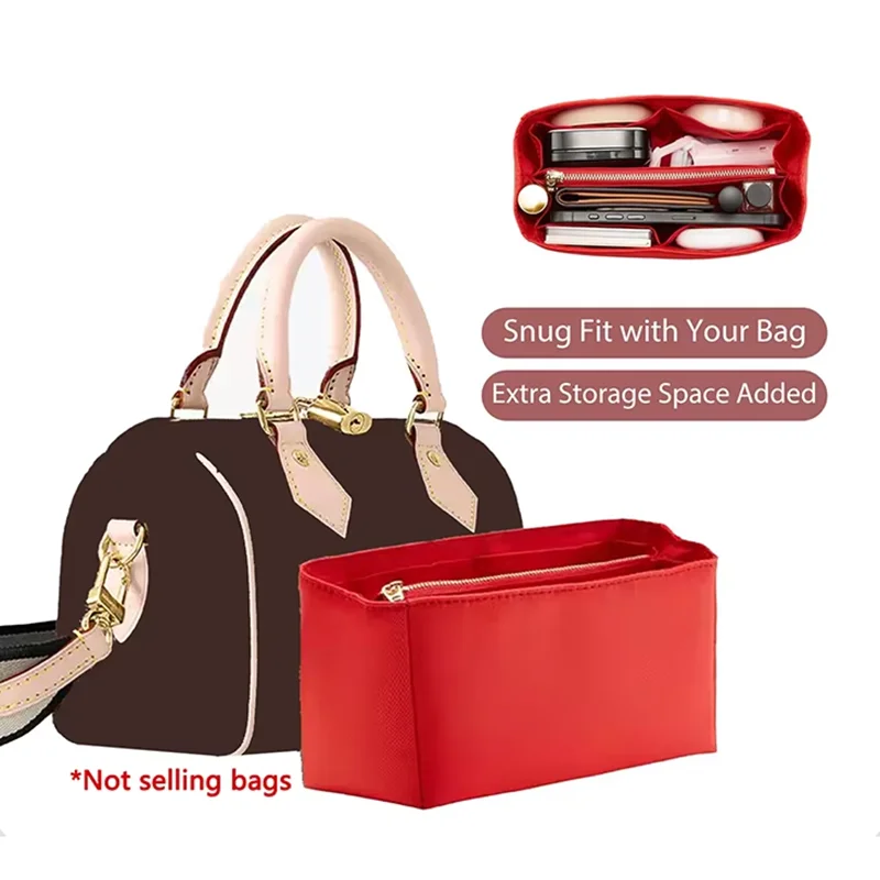 Waterproof Purse Organizer Insert Fit For Speedy20 25 30 Nylon Bag In Bag Handbag Liner With Zipper Multi-pocket Inner Bag